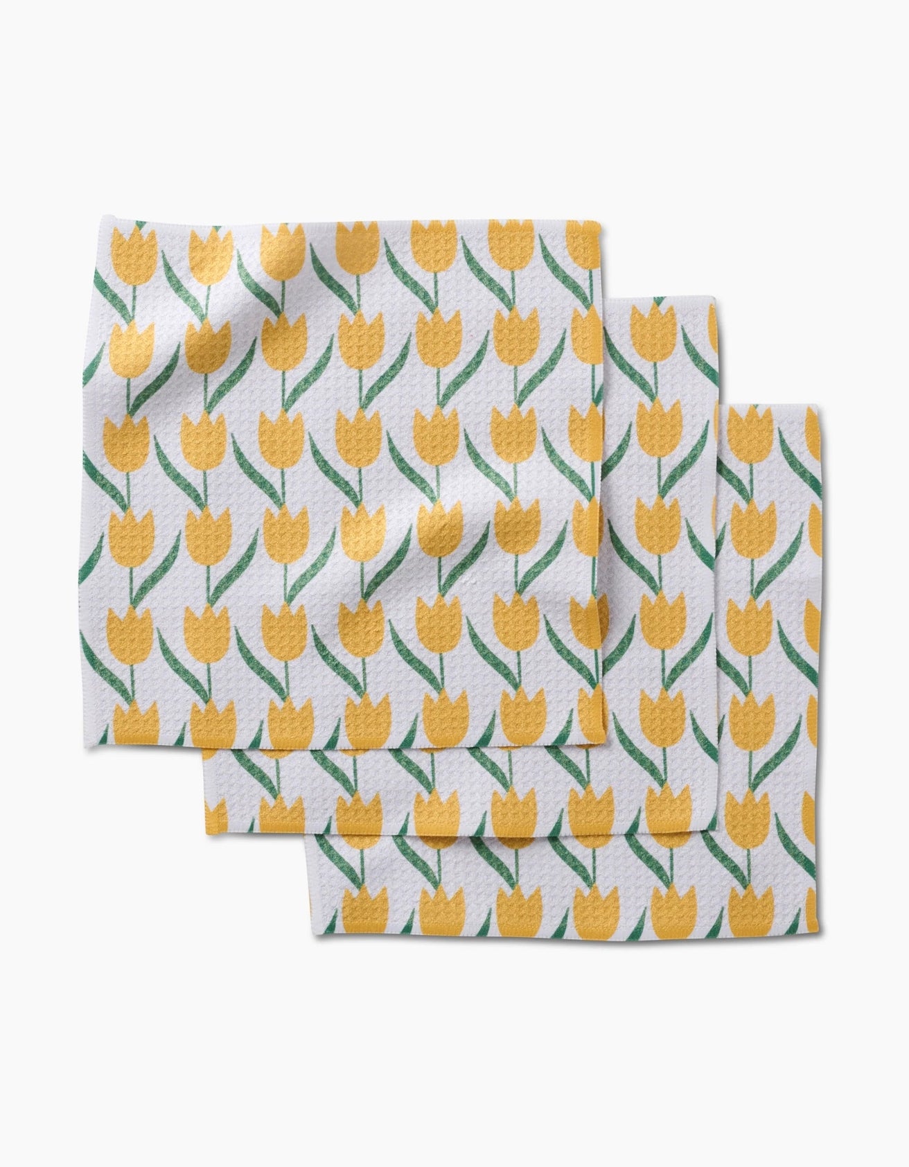 Geometry Dishcloth Set Spring Tulip Flowers