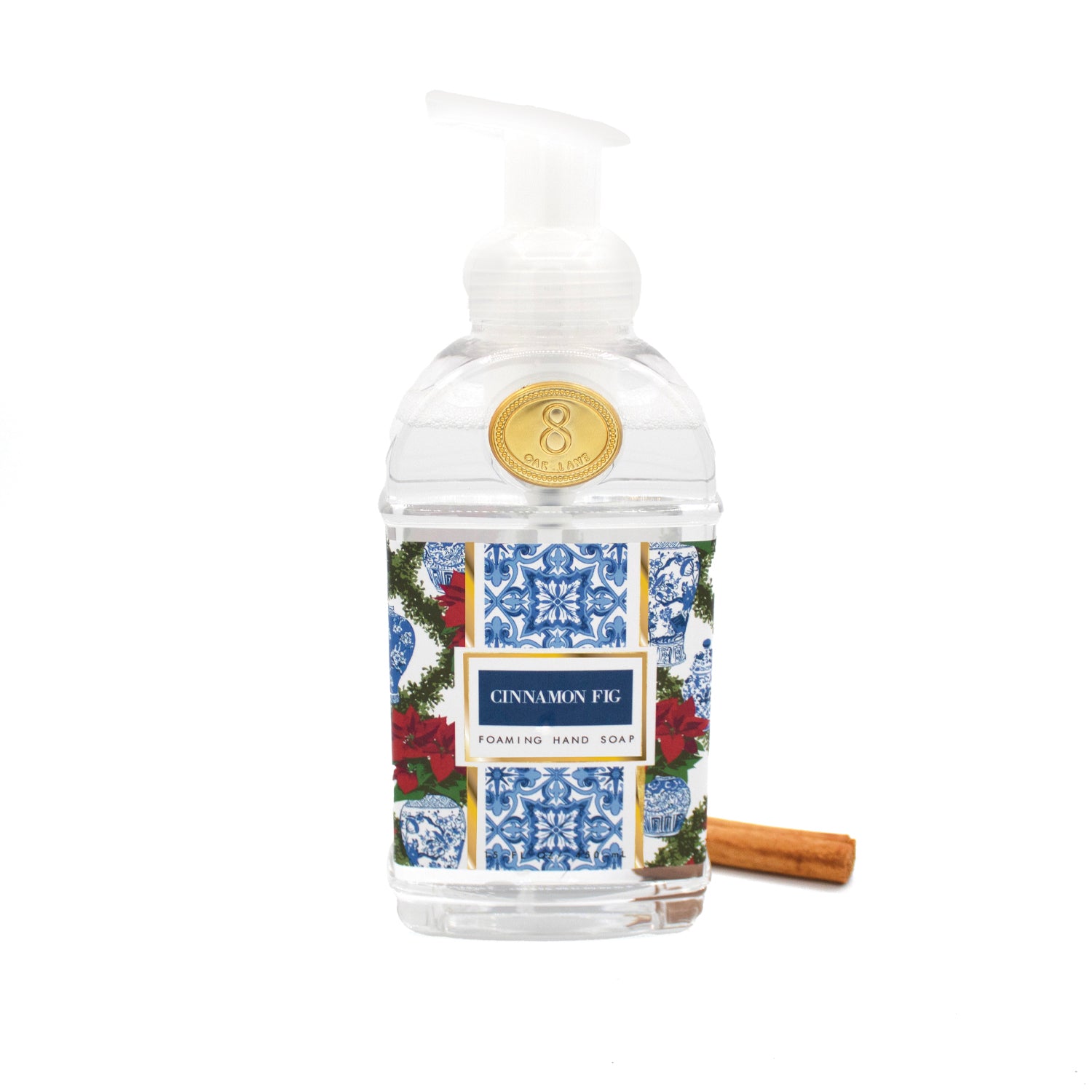 8 Oak Lane Foaming Hand Soap Cinnamon Fig – gentle cleanser with warm seasonal fragrance, ideal for kitchens, baths, or gifting. Available at Be Charmed