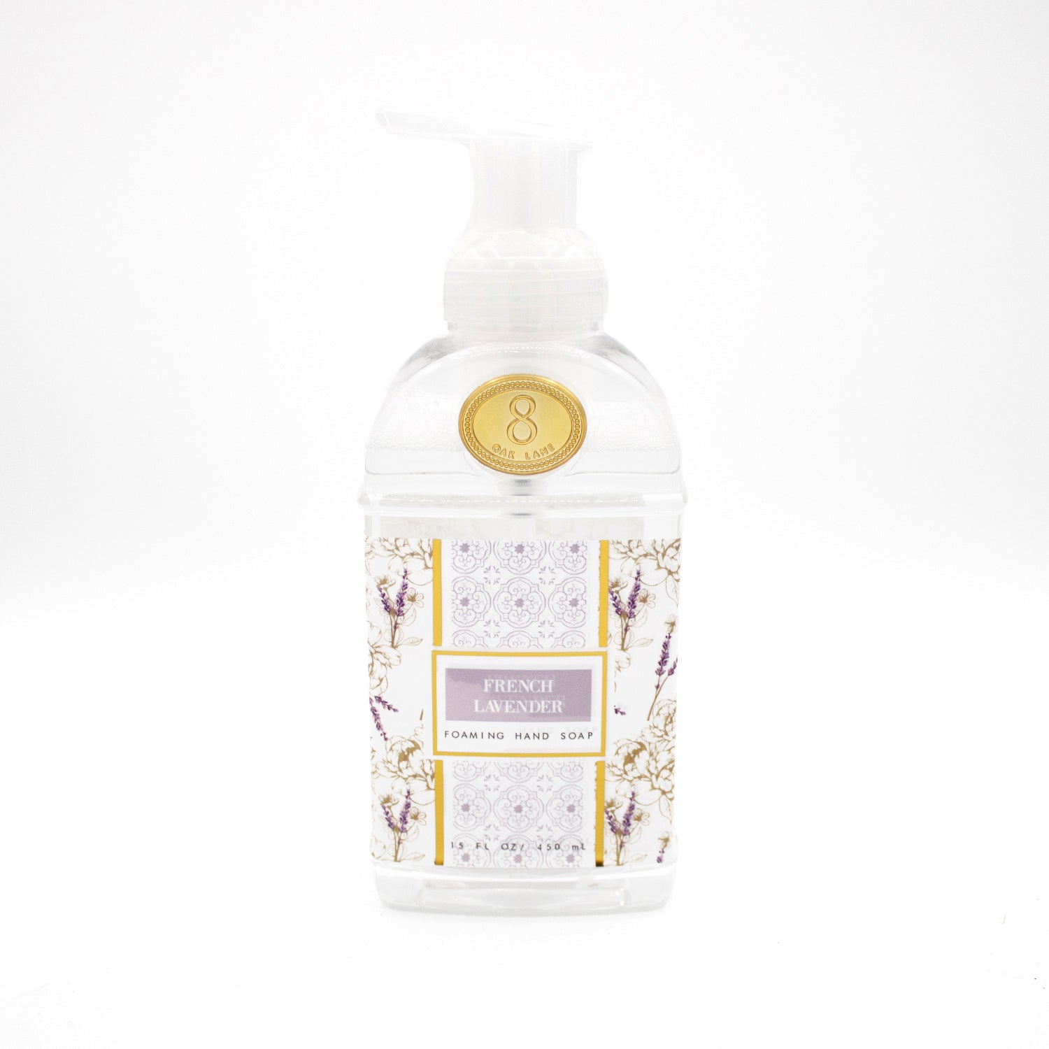 8 Oak Lane Foaming Hand Soap French Lavender – gentle cleanser with calming floral scent, perfect for daily use or gifting. Available at Be Charmed