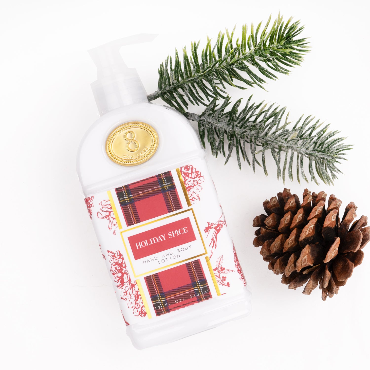 8 Oak Lane Hand & Body Lotion Festive Spice – nourishing holiday lotion with warm seasonal fragrance. Available at Be Charmed