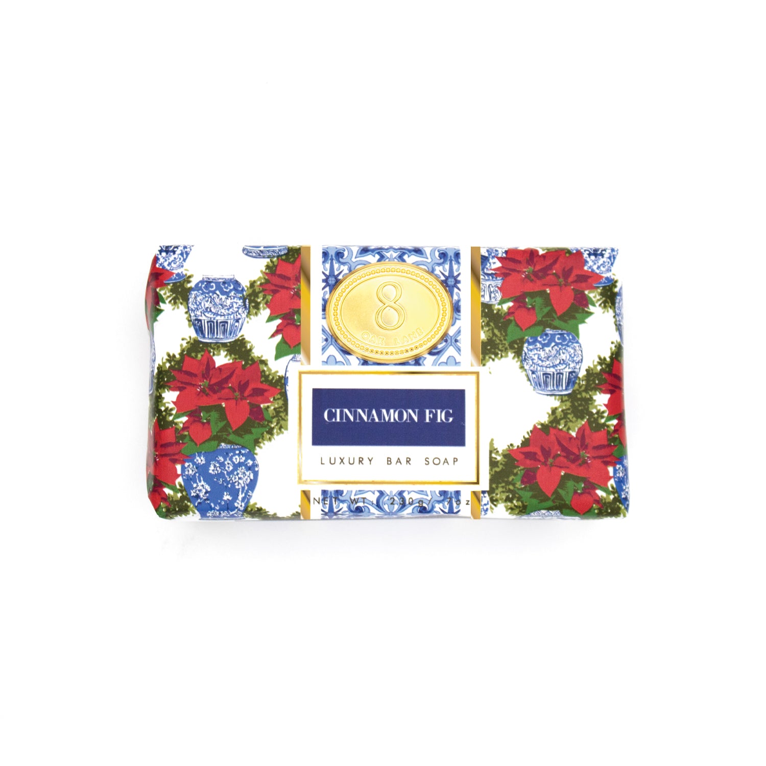 8 Oak Lane Wrapped Bar Soap Cinnamon Fig – warm fragrant soap bar, perfect for gifting or guest bathrooms. Available at Be Charmed