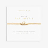 Gold “Best Bestie” stretch bead bracelet by A Littles & Co with heart charm – Available at Be Charmed