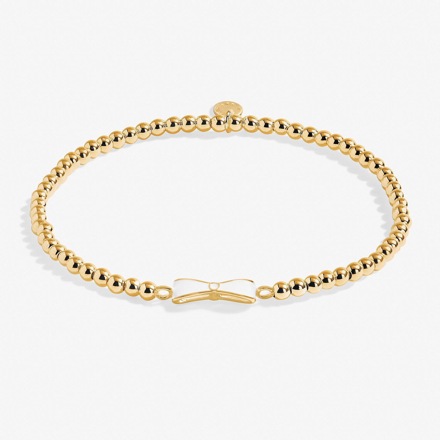 Bride To Be gold bracelet by A Littles & Co, gold-tone stretch charm bracelet for future brides. Available at Be Charmed.