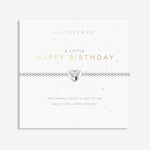 Silver heart bracelet on a white card with 'A Littles & Co' branding and text. Available at Be Charmed
