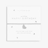 Silver heart-shaped bracelet on a white card with 'A Littles & Co' branding. Available at Be Charmed 