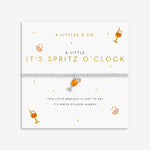 A Littles & Co It’s Spritz O’Clock silver bracelet with a playful charm on card, perfect for gifting and everyday wear. Available at Be Charmed