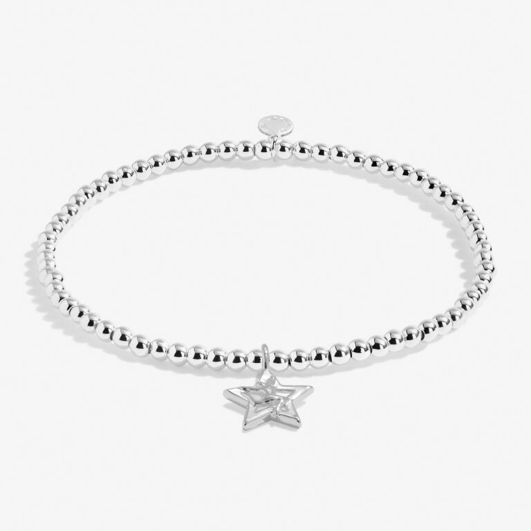 Gymnastics Silver kids’ bracelet by A Littles & Co with cute charm and sentiment card, perfect gift for young gymnasts — Available at Be Charmed
