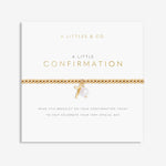 A Littles & Co gold confirmation bracelet on card, gift celebrating faith and devotion, Available at Be Charmed.