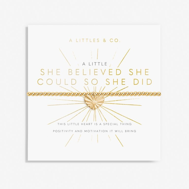 Heart of Gold bracelet by A Littles & Co, gold-tone stretch bracelet with heart charm. Available at Be Charmed.