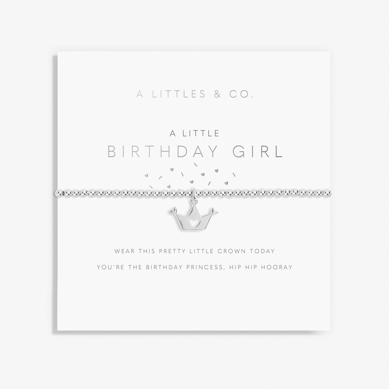 Birthday Girl kids bracelet by A Littles & Co with a cute charm and sentiment card, perfect birthday gift — Available at Be Charmed