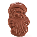 Abdallah 1 oz Milk Chocolate Santa Face. Festive Santa-shaped creamy milk chocolate. Perfect holiday stocking stuffer. Available at Be Charmed.