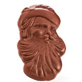 Abdallah 1 oz Milk Chocolate Santa Face. Festive Santa-shaped creamy milk chocolate. Perfect holiday stocking stuffer. Available at Be Charmed.