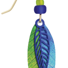 Adajio cobalt blue leaf dangle earrings with layered green and blue design, Available at Be Charmed