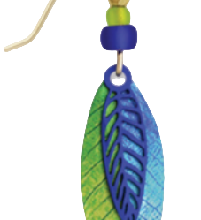 Adajio cobalt blue leaf dangle earrings with layered green and blue design, Available at Be Charmed