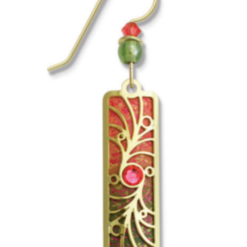 Adajio Earrings in Melon & Olive with gold-plated overlay and melon cabochon. Lightweight and handmade in the USA. Available at Be Charmed.
