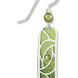 Adajio Olive Capsule Earrings with IR Curves Overlay and cabochon. Handmade, lightweight artisan earrings. Available at Be Charmed.