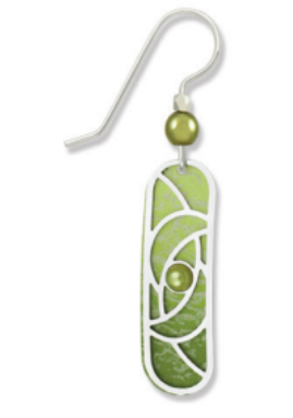 Adajio Olive Capsule Earrings with IR Curves Overlay and cabochon. Handmade, lightweight artisan earrings. Available at Be Charmed.