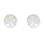 Aimee by Pastore Tree of Life Stud Earrings with a symbolic tree design representing growth and strength—lightweight and elegant, available at Be Charmed
