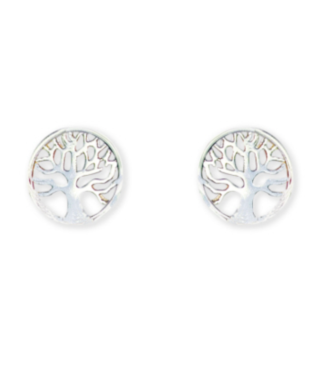 Aimee by Pastore Tree of Life Stud Earrings with a symbolic tree design representing growth and strength—lightweight and elegant, available at Be Charmed