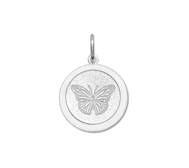 Alpine White Lola Butterfly pendant symbolizing transformation growth and beauty, meaningful nature-inspired charm jewelry gift, Available at Be Charmed