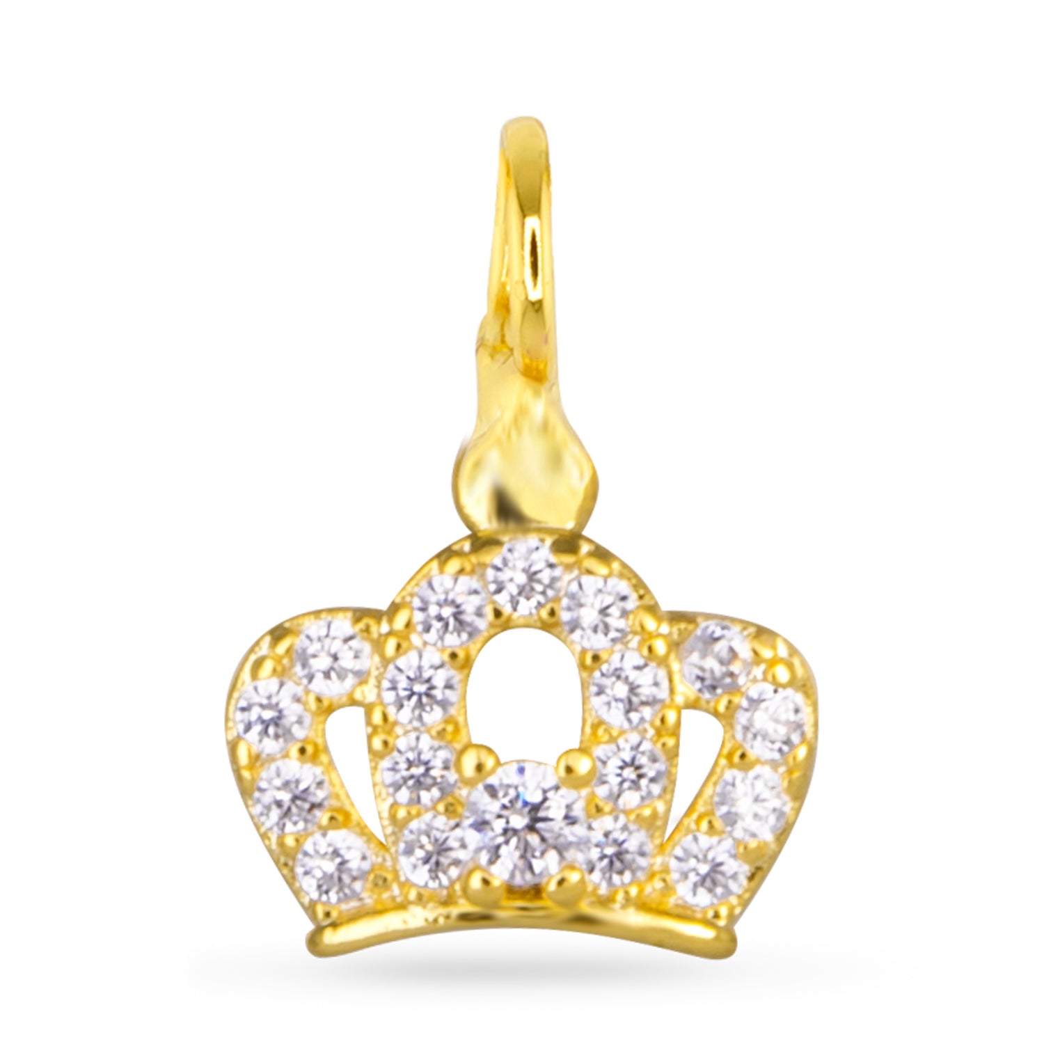 Amanda Blu Gold crown CZ Charm – 18K gold-dipped charm with sparkling cubic zirconia stones. Available at Be Charmed