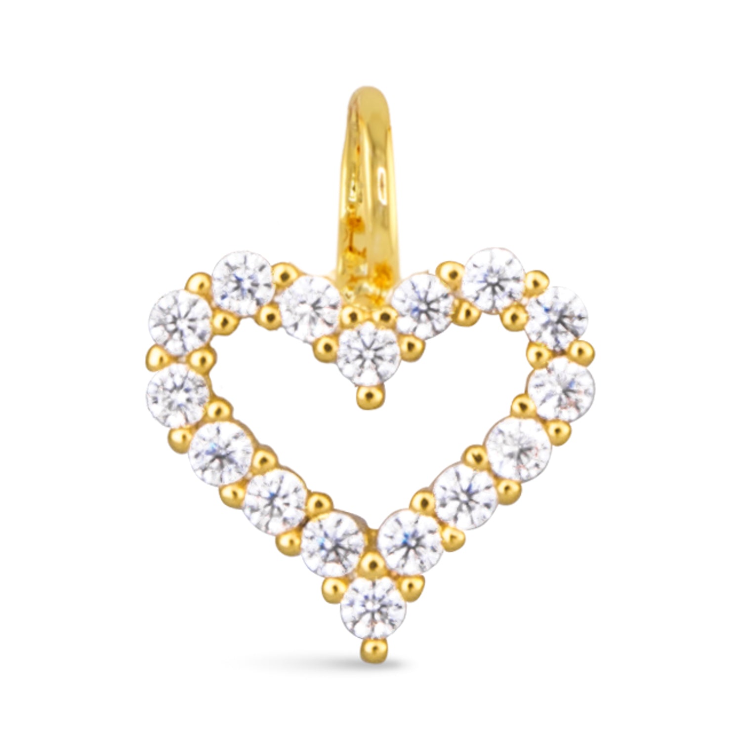 Amanda Blu Gold Heart CZ Charm – 18K gold-dipped charm with sparkling cubic zirconia stones. Available at Be Charmed