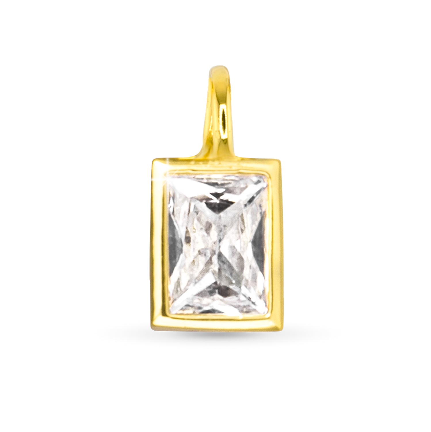 Amanda Blu Gold Rectangle CZ Charm – 18K gold-dipped charm with sparkling cubic zirconia stones. Available at Be Charmed