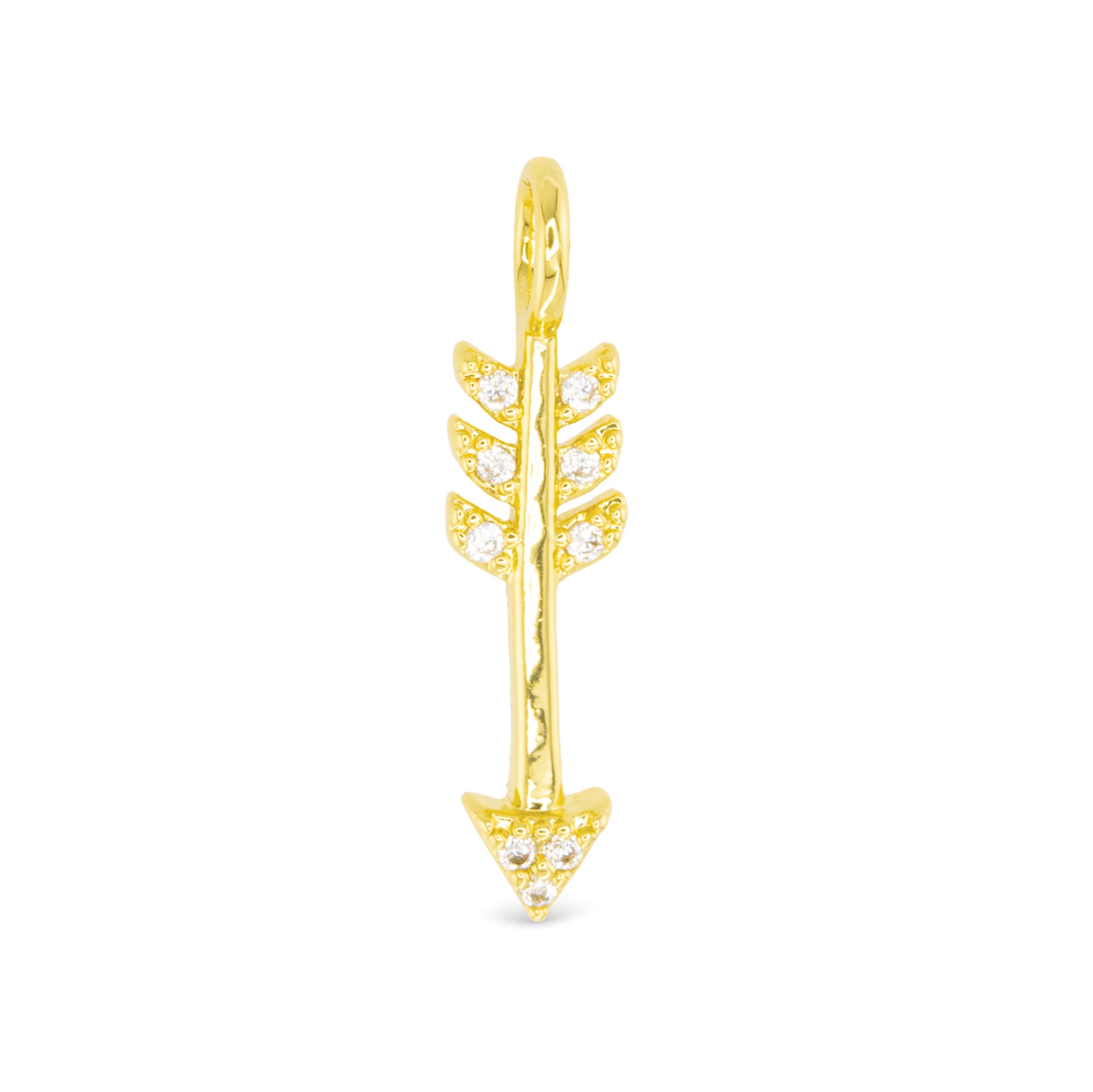Amanda Blu Gold Arrow Charms – 18K gold-dipped charms with cubic zirconia accents. Available at Be Charmed