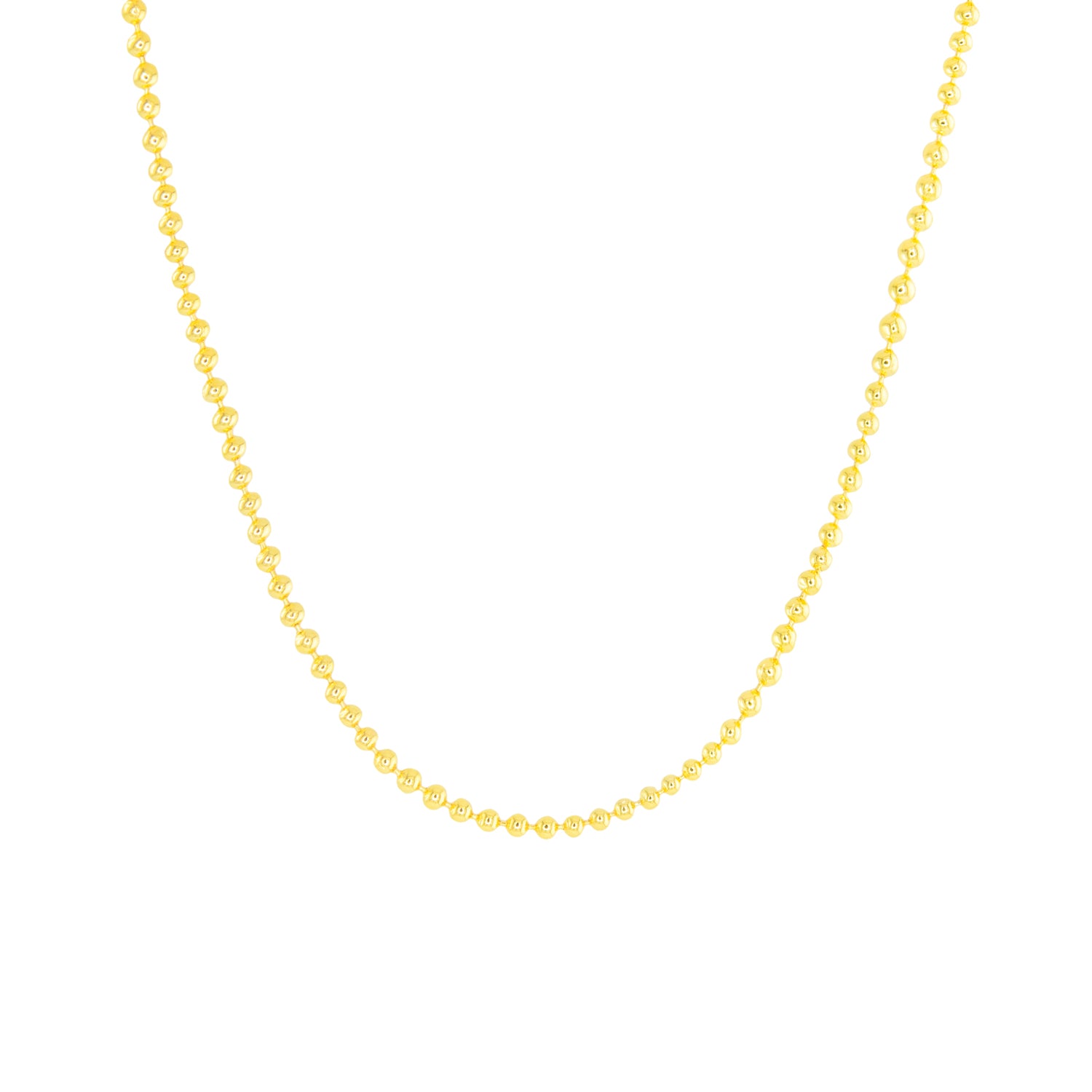 Amanda Blu Gold Beaded Charm Chain Necklace – 18K gold-dipped, adjustable length, ideal for personalized charm additions. Available at Be Charmed