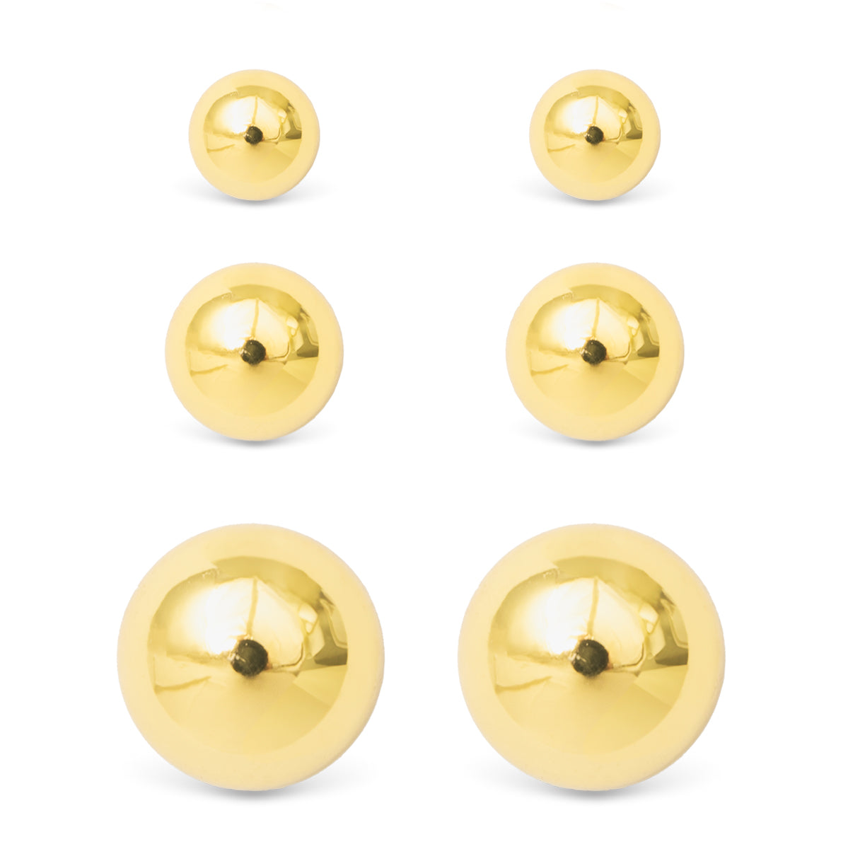 Amanda Blu Gold Crystal Polished Ball Stud Triplet Earrings, featuring elegant triple-ball design with crystal detail, available at Be Charmed.