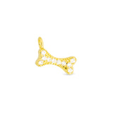 Amanda Blu Gold Dog Bone CZ Charm – 18K gold-dipped charm with sparkling cubic zirconia stones. Available at Be Charmed