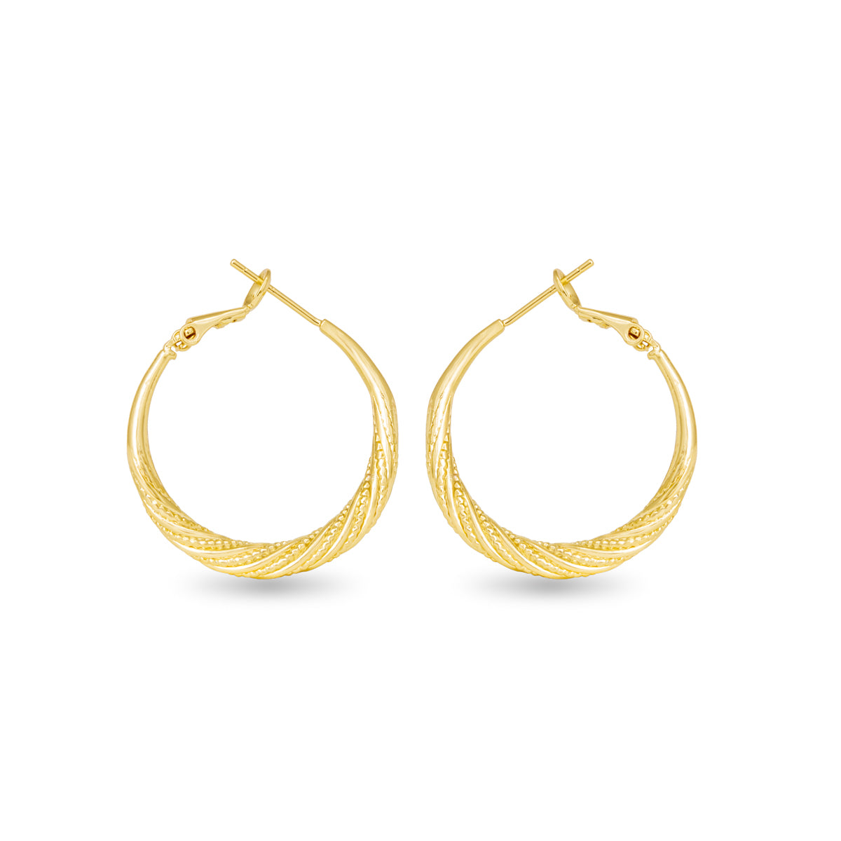 Amanda Blu Gold Ivy Textured Twisted Hoop Earrings with elegant twist texture and polished finish, available at Be Charmed.