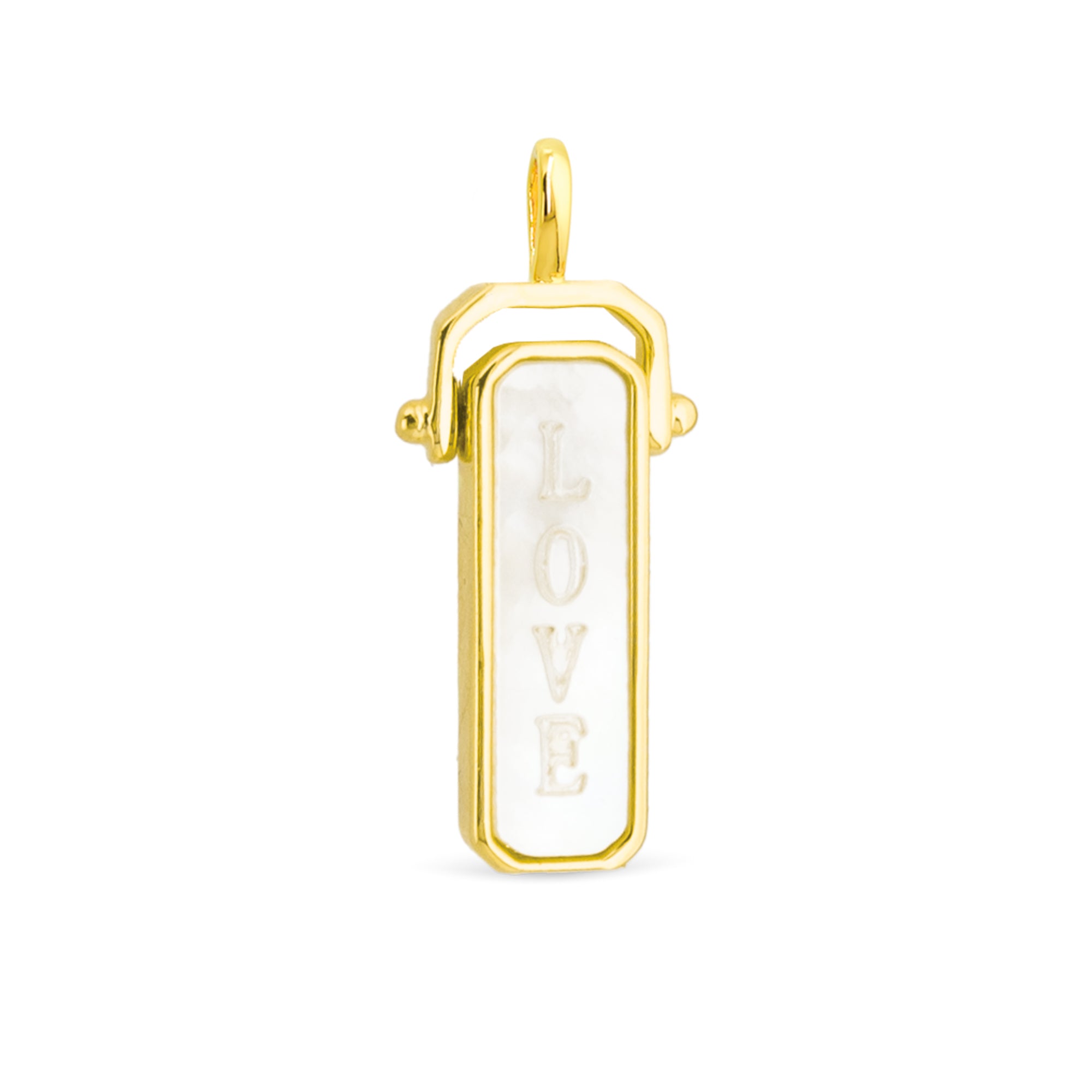 Amanda Blu Gold Love Pendant Charms – 18K gold-dipped charms with cubic zirconia accents. Available at Be Charmed