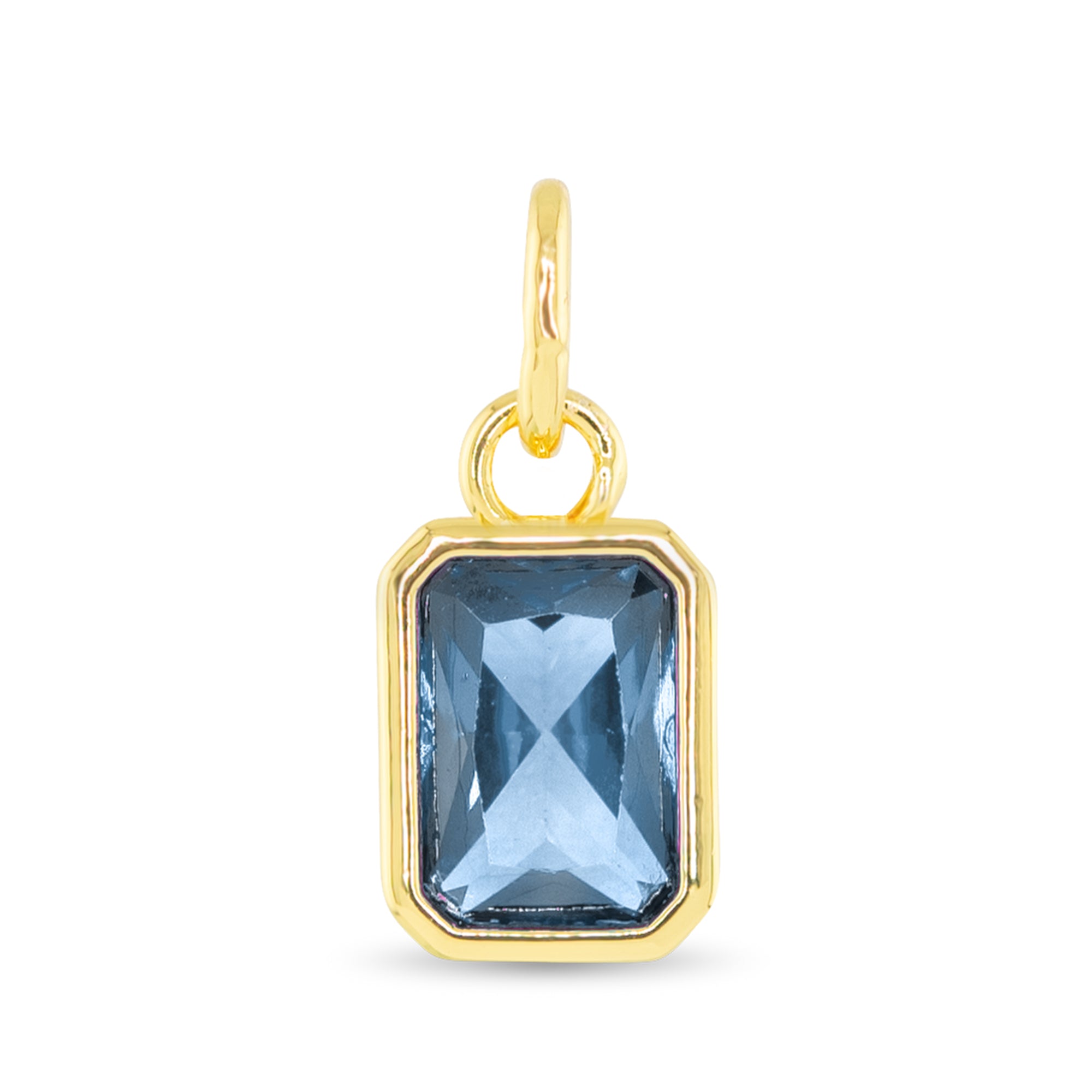 Amanda Blu Gold Birthstone Charm—gold-plated disc charm with authentic crystal birthstone for March. Ideal for bracelets and necklaces. Available at Be Charmed