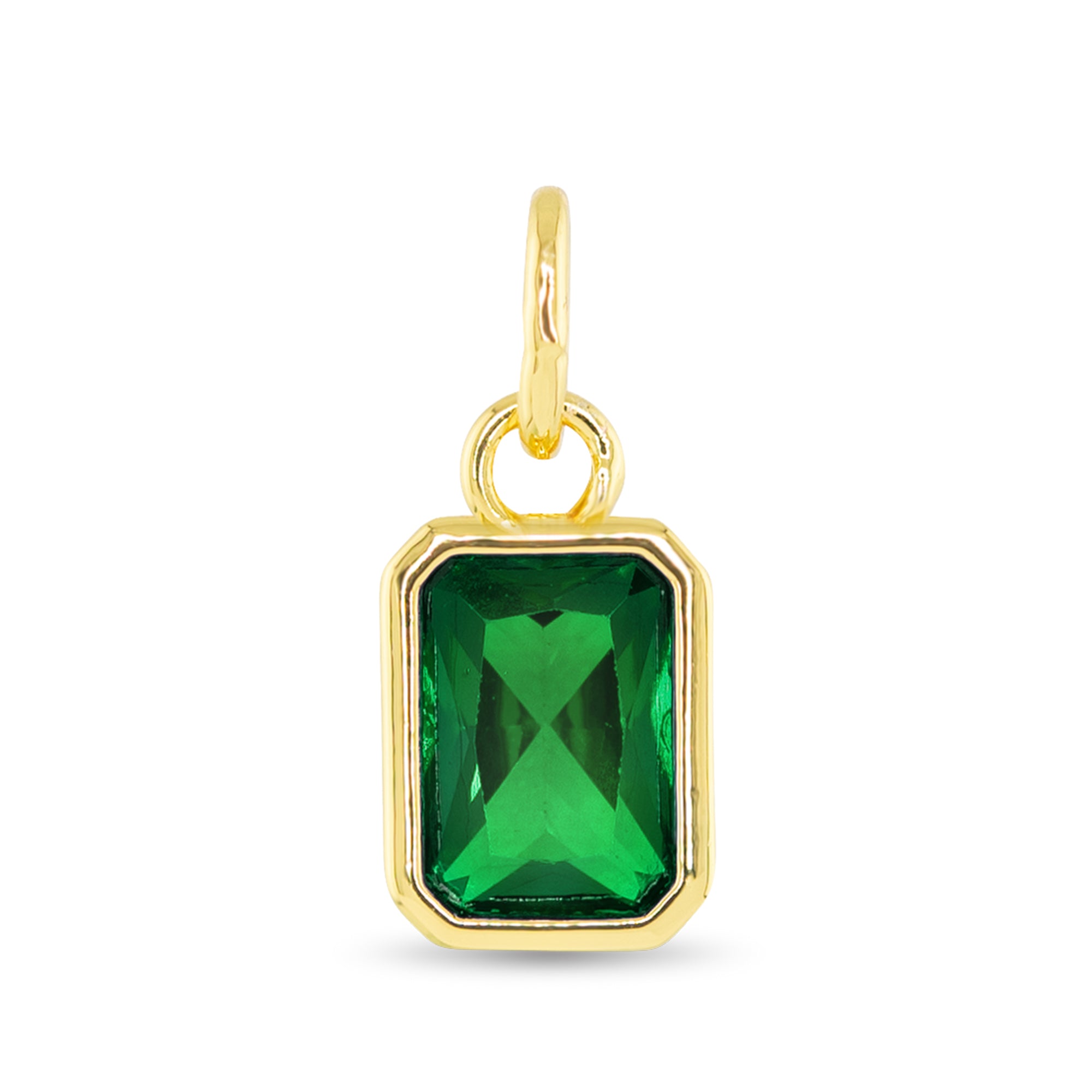 Amanda Blu Gold Birthstone Charm—gold-plated disc charm with authentic crystal birthstone for May. Ideal for bracelets and necklaces. Available at Be Charmed
