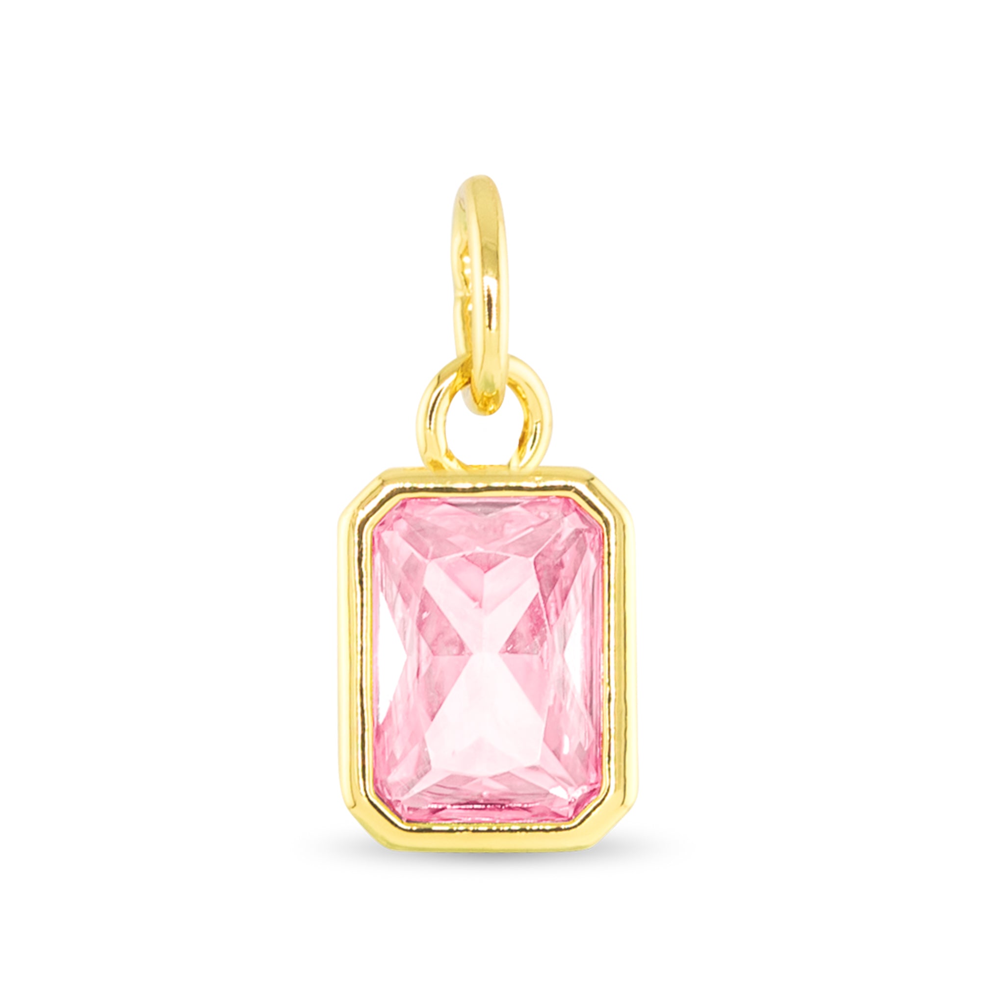 Amanda Blu Gold Birthstone Charm—gold-plated disc charm with authentic crystal birthstone for October. Ideal for bracelets and necklaces. Available at Be Charmed