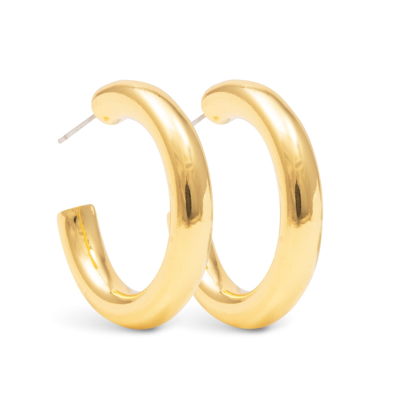 Amanda Blu Gold Savannah Polished Hoop Earrings with sculpted polished gold finish, available at Be Charmed.