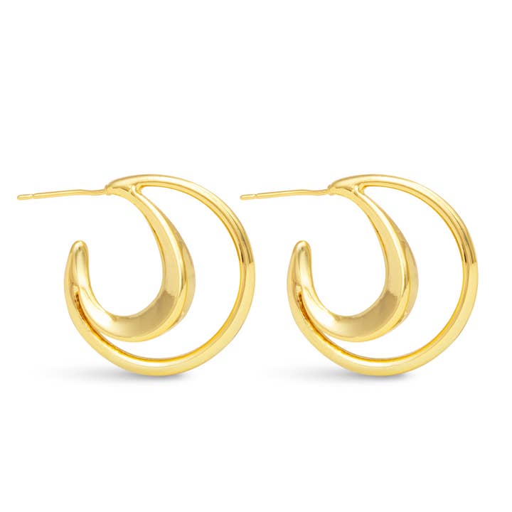 Amanda Blu Gold Summer Polished Double Hoop Earrings with layered polished gold design, available at Be Charmed.