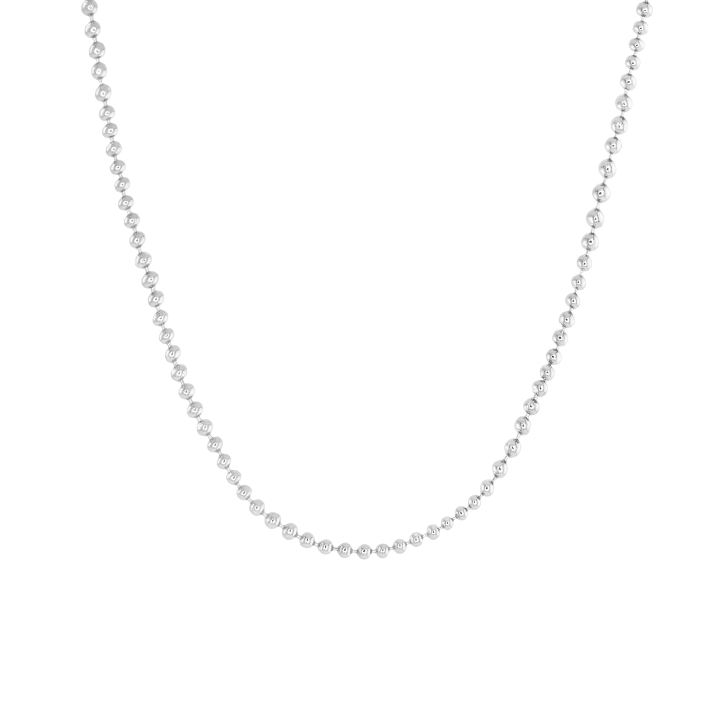Amanda Blu Silver Beaded Chain Necklace with polished silver-tone finish—perfect for layering or adding charms, available at Be Charmed