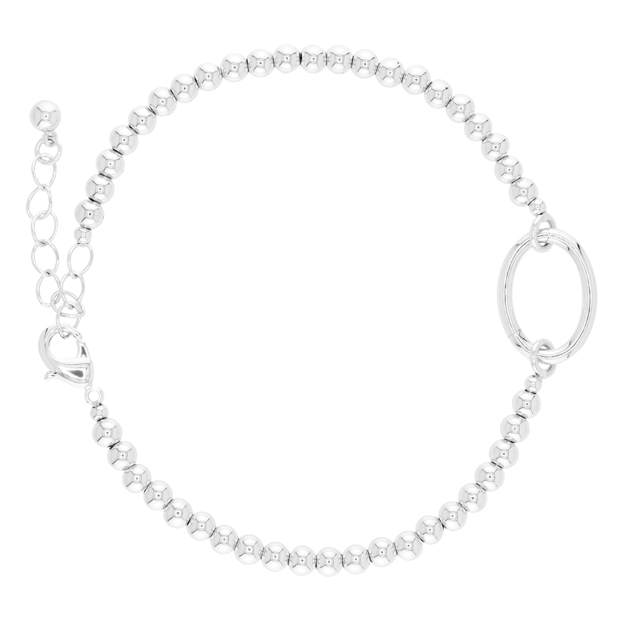 Amanda Blu Silver Beaded Charm Bracelet – Adjustable sterling silver-dipped bracelet perfect for adding your favorite charms. Available at Be Charmed