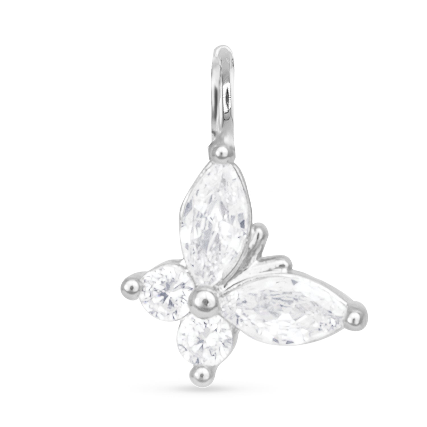 Amanda Blu Silver Butterfly CZ Charm – Sterling silver charm with sparkling cubic zirconia stones. Available at Be Charmeded