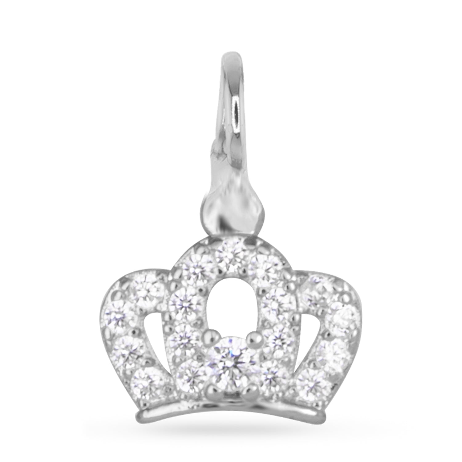 Amanda Blu Silver Crown CZ Charm – Sterling silver charm with sparkling cubic zirconia stones. Available at Be Charmed