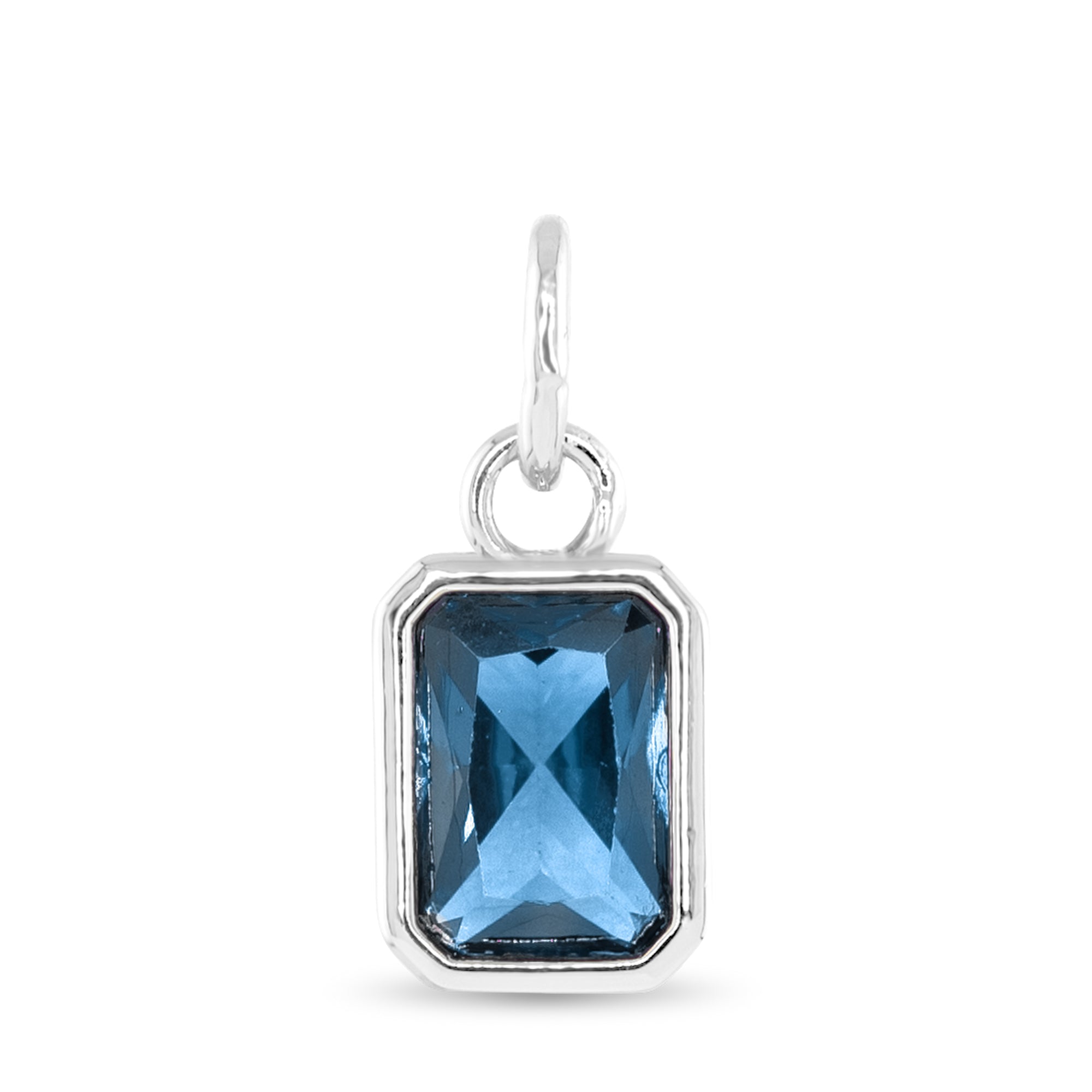 Amanda Blu Silver December Birthstone Charm featuring a sparkling glass gem for each birth month, set in polished silver-tone—perfect for gifting, available at Be Charmed