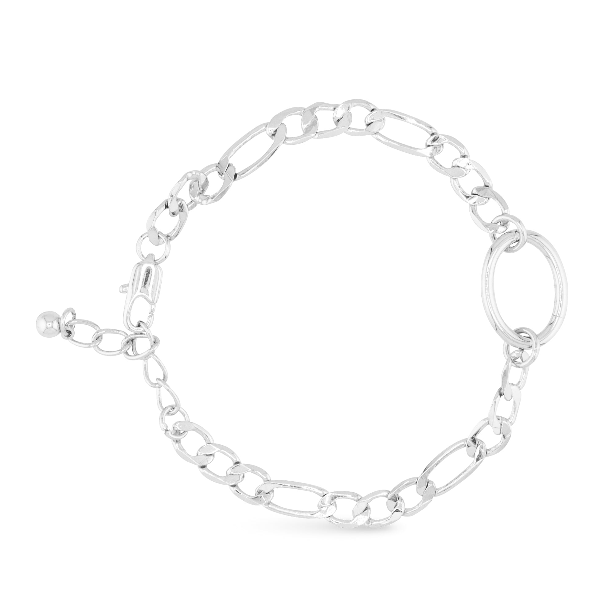 Amanda Blu Silver Figaro Charm Bracelet – Adjustable sterling silver-dipped bracelet perfect for adding your favorite charms. Available at Be Charmed