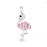 Amanda Blu Silver Flamingo CZ Charm – Sterling silver charm with sparkling cubic zirconia stones. Available at Be Charmed