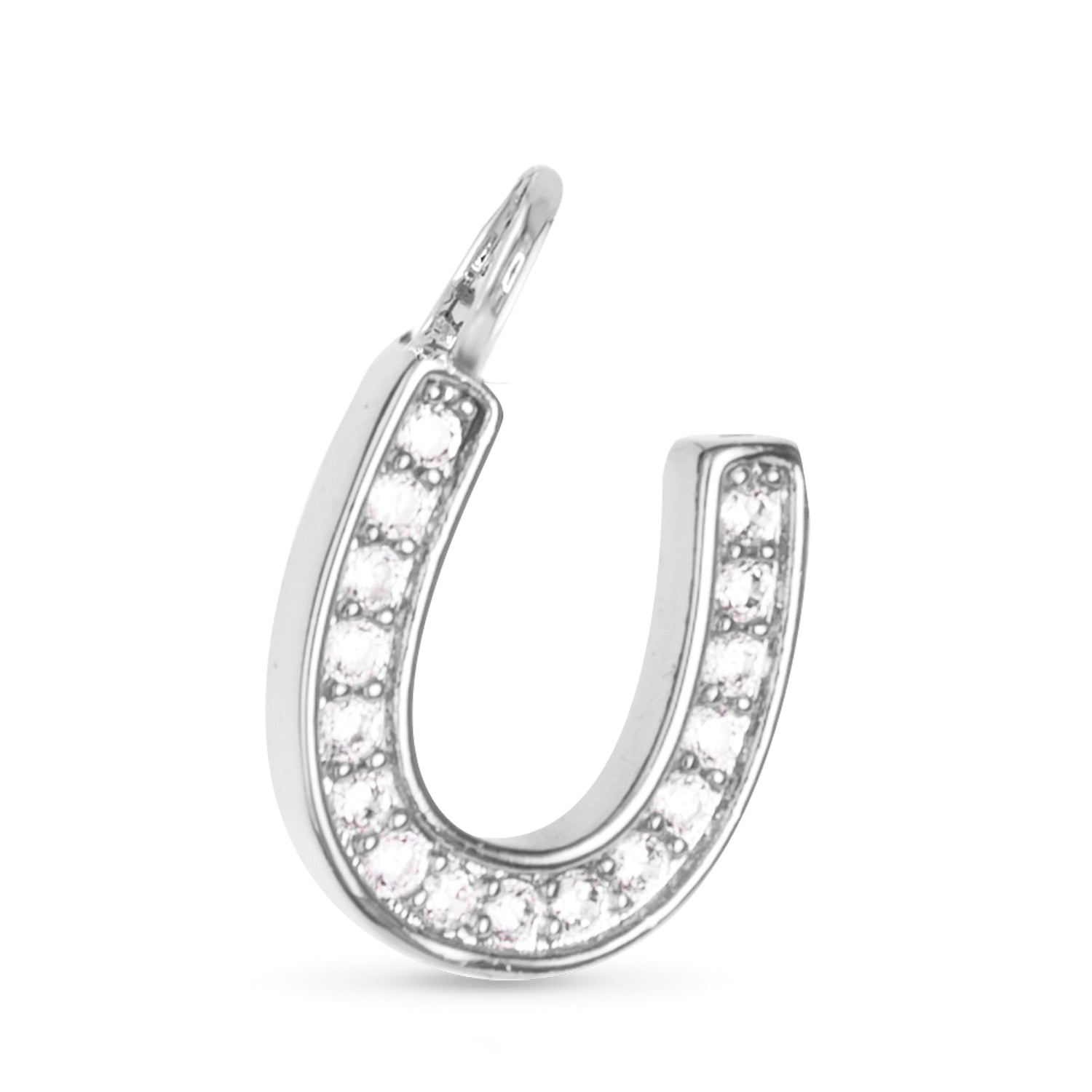 Amanda Blu Silver Horseshoe CZ Charm – Sterling silver charm with sparkling cubic zirconia stones. Available at Be Charmed