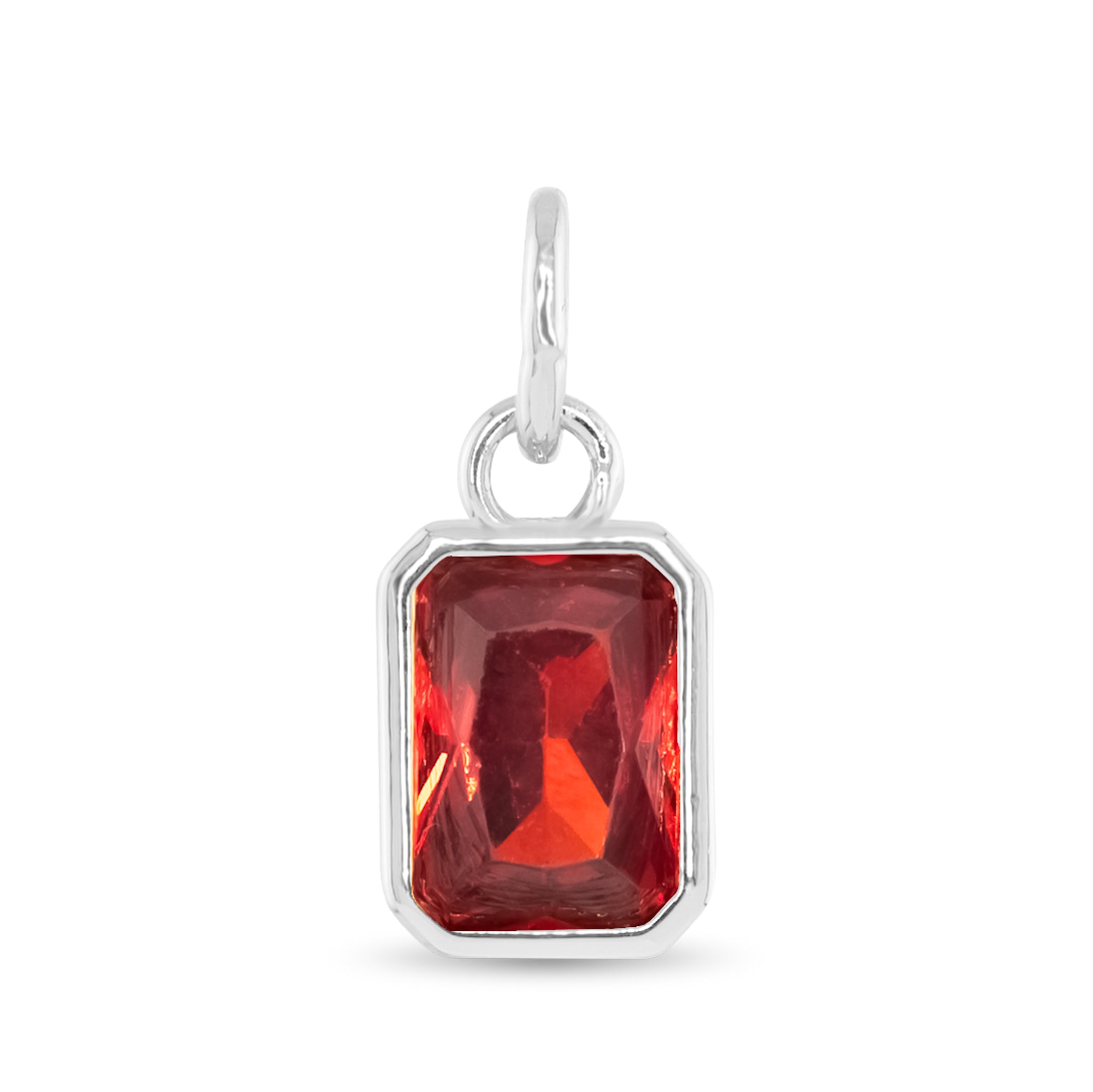 Amanda Blu Silver January Birthstone Charm featuring a sparkling glass gem for each birth month, set in polished silver-tone—perfect for gifting, available at Be Charmed