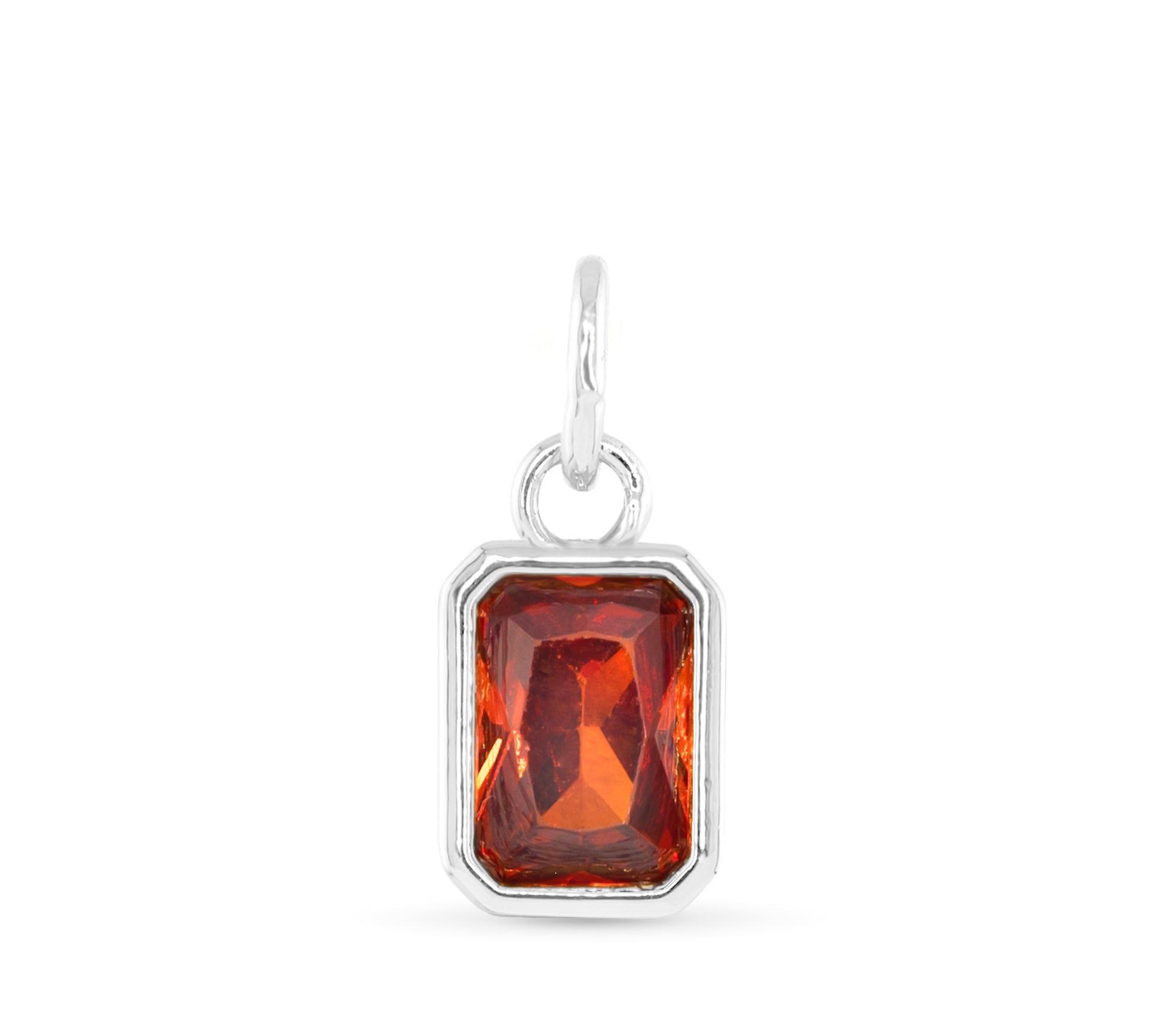 Amanda Blu Silver July Birthstone Charm featuring a sparkling glass gem for each birth month, set in polished silver-tone—perfect for gifting, available at Be Charmed