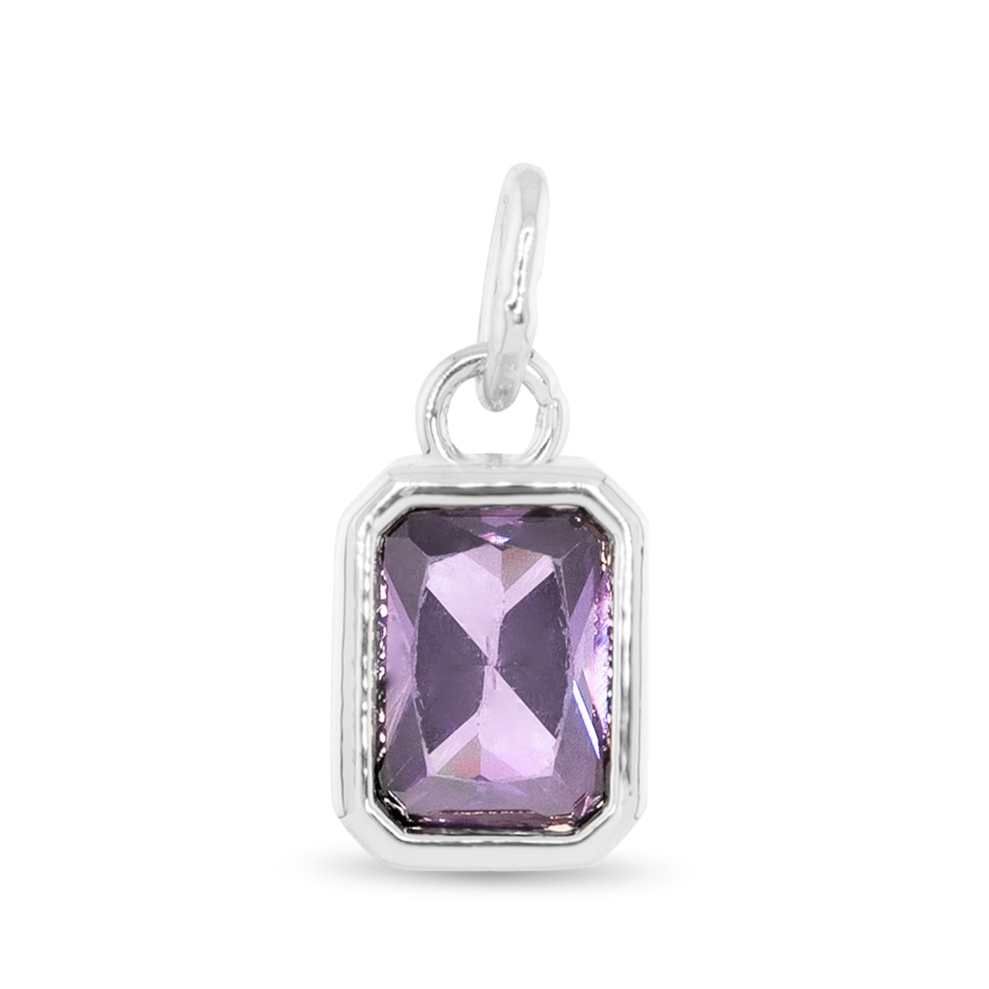 Amanda Blu Silver June Birthstone Charm featuring a sparkling glass gem for each birth month, set in polished silver-tone—perfect for gifting, available at Be Charmed