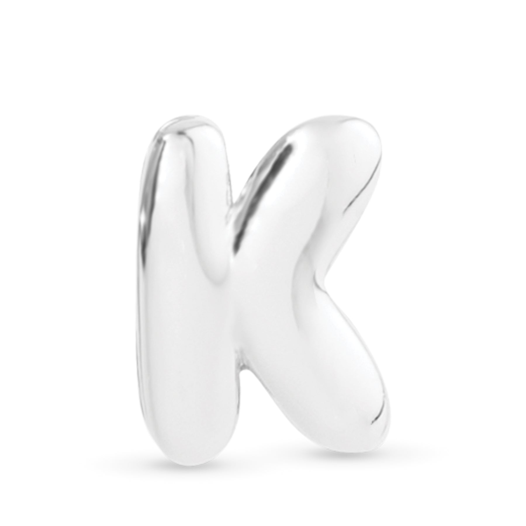 Amanda Blu Silver K Initial Charm with a classic polished finish—perfect for customizing necklaces and bracelets, available at Be Charmed